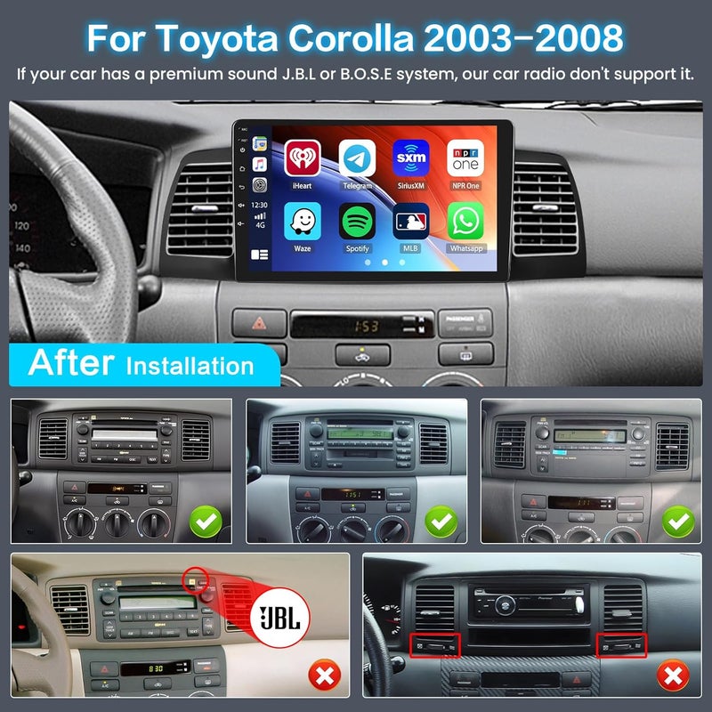 Inefala [2G+64G] Android 15 Car Radio for Toyota Corolla EX 2005-2012 with Wireless Carplay/Android Auto, 9 Inch HD Touchscreen for Corolla Stereo with GPS 5GHz WiFi Bluetooth SWC Backup Camera MIC - Image 2